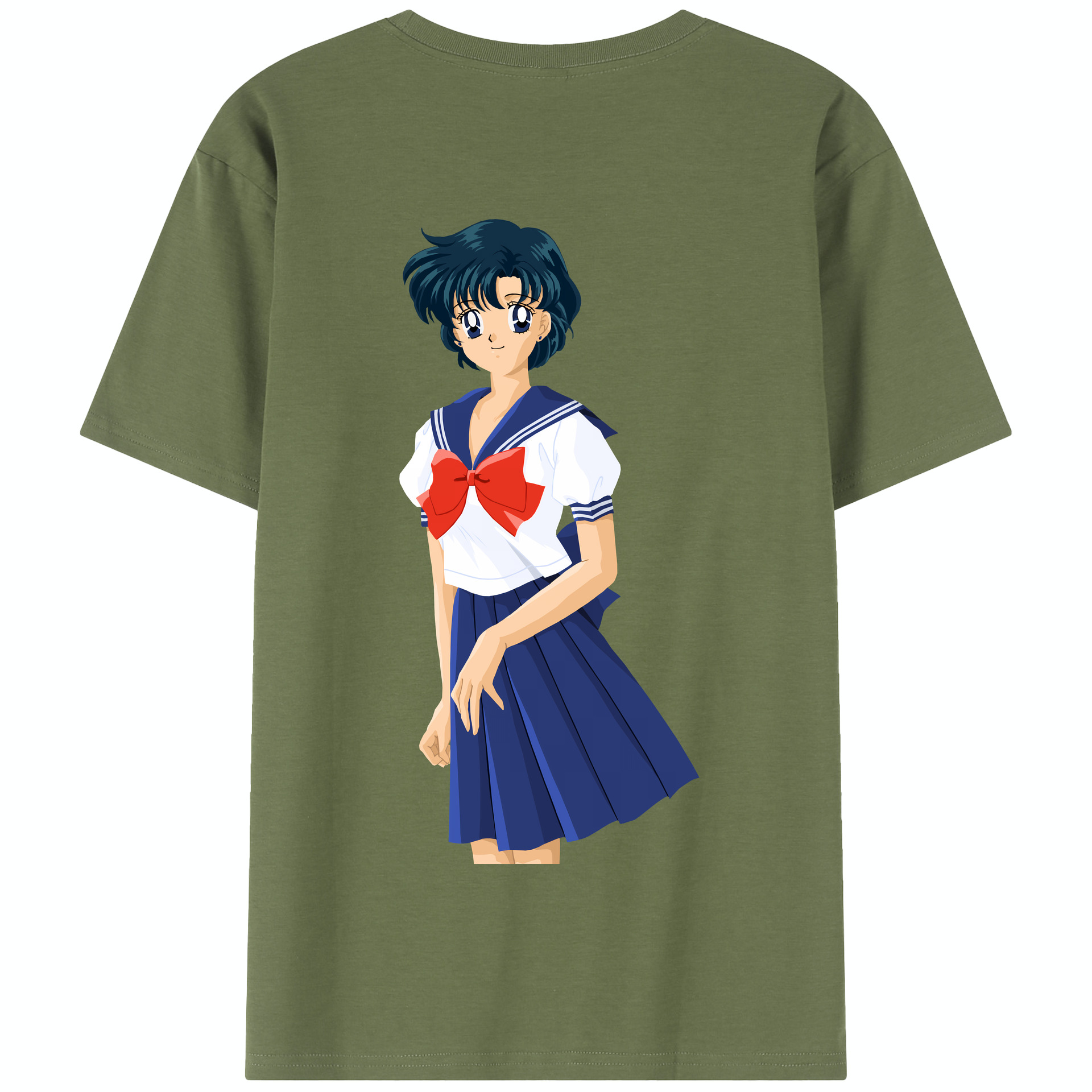 （画像用） 美少女戦士セーラームーン 水野 亜美 みずの あみ Sailor Moon Mizuno Ami 綿100％半袖Tシャツ（背面プリント）